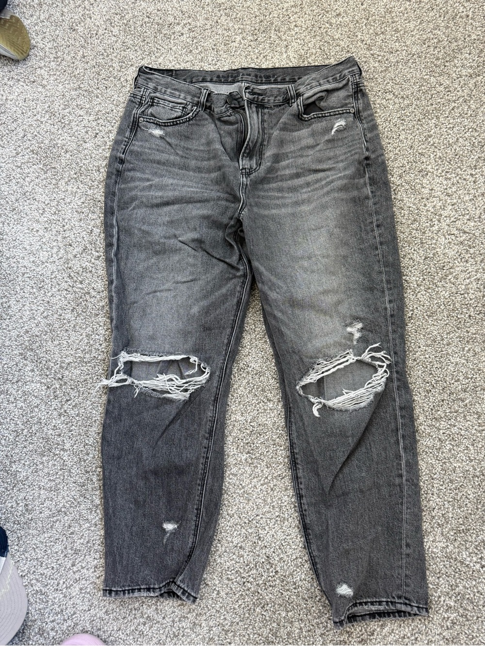 American Eagle Outfitters Black-Grey Ripped Boyfriend Jeans